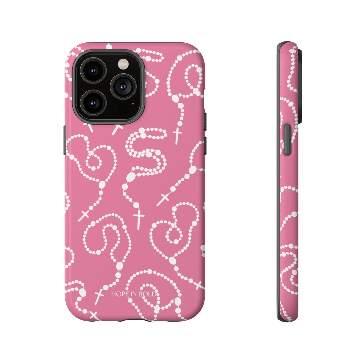 Rosary Phone Case in Pink/Ecru
