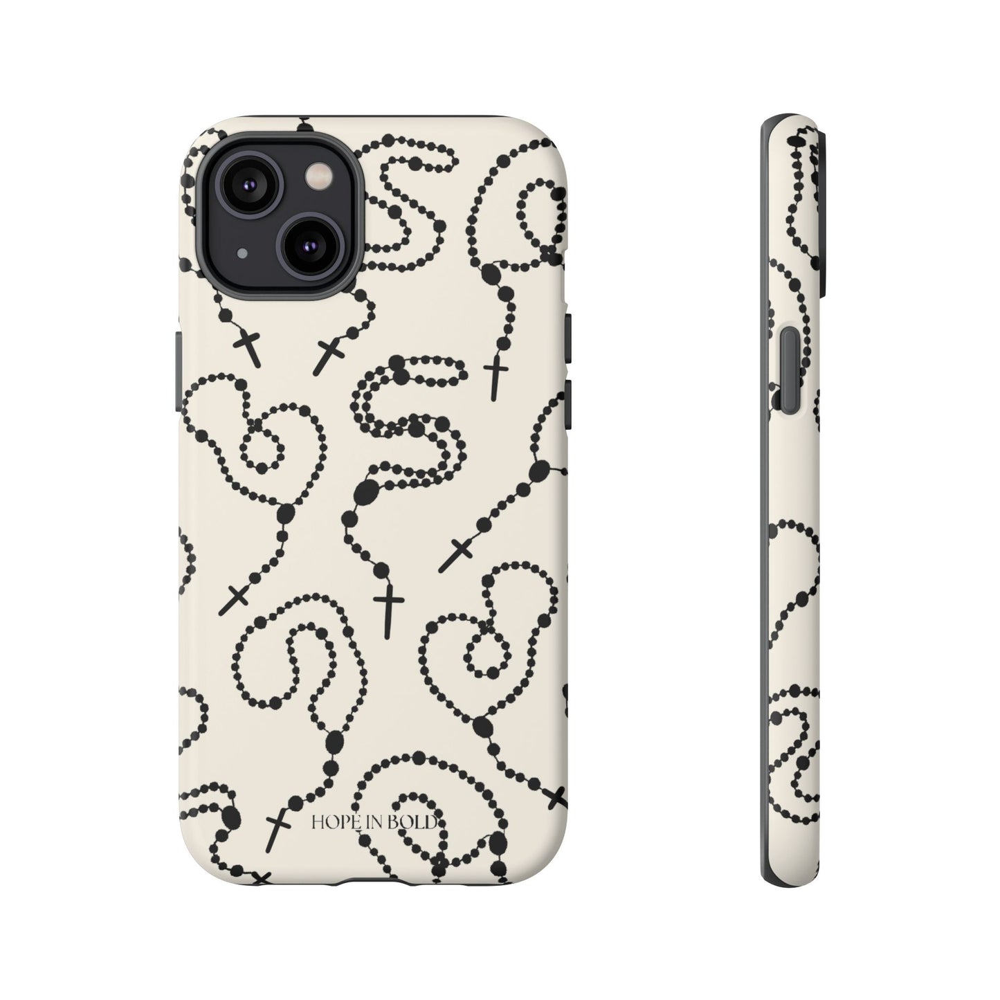 Rosary Phone Case in Ecru/Black