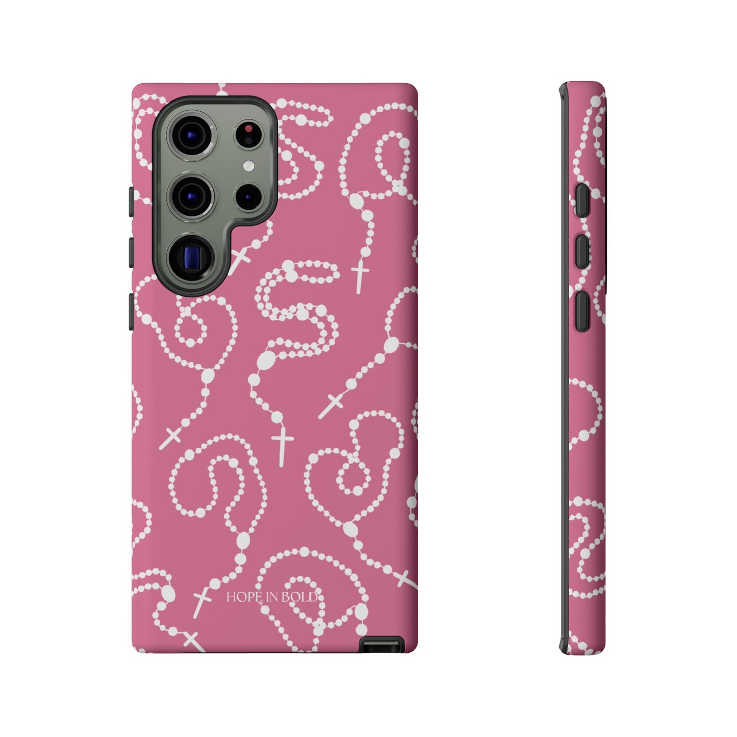 Rosary Phone Case in Pink/Ecru