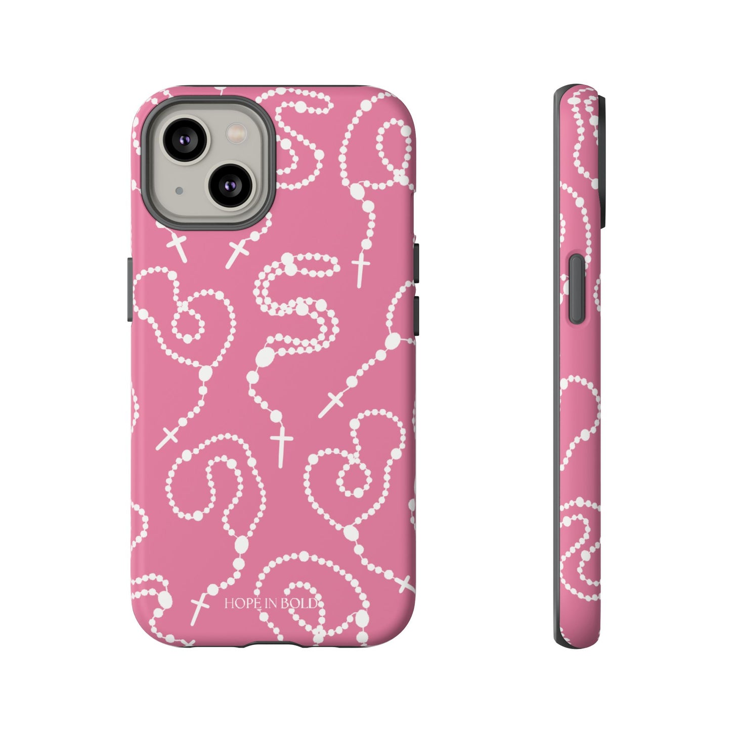 Rosary Phone Case in Pink/Ecru