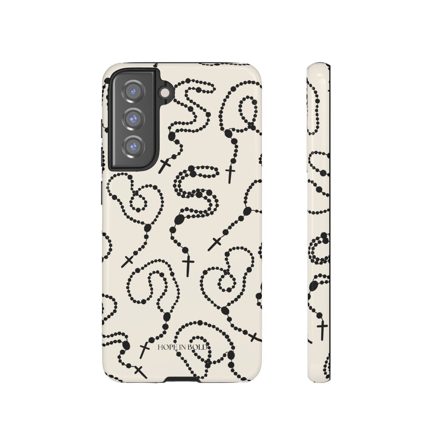Rosary Phone Case in Ecru/Black