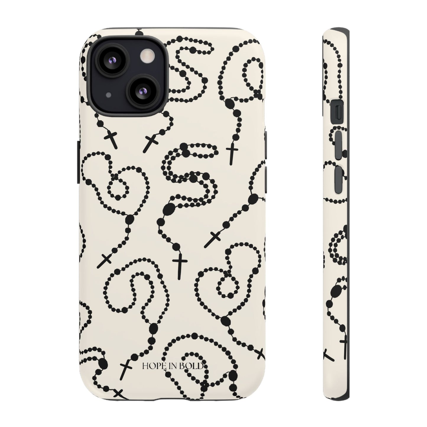 Rosary Phone Case in Ecru/Black