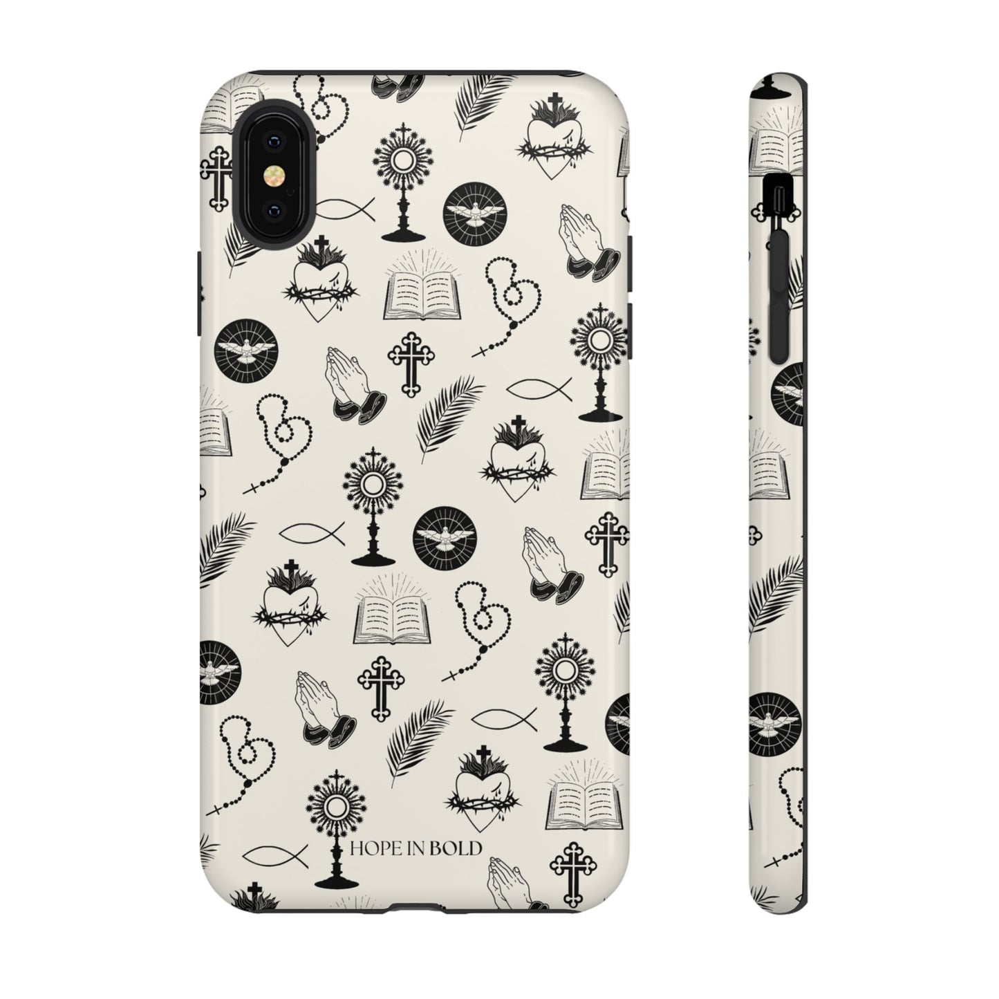 Catholic Toile Phone Case in Ecru/Black