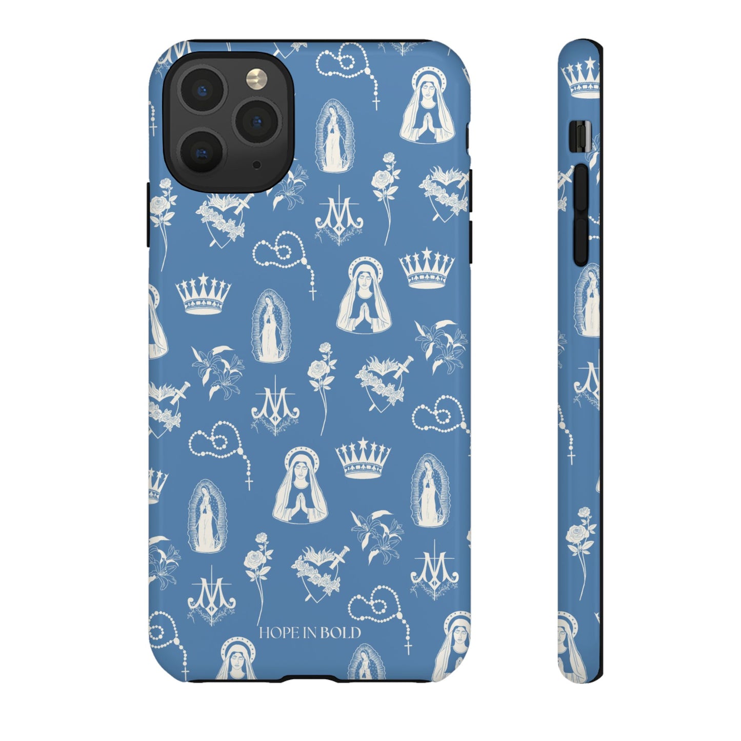Virgin Mary Toile Phone Case in Sky/Ecru