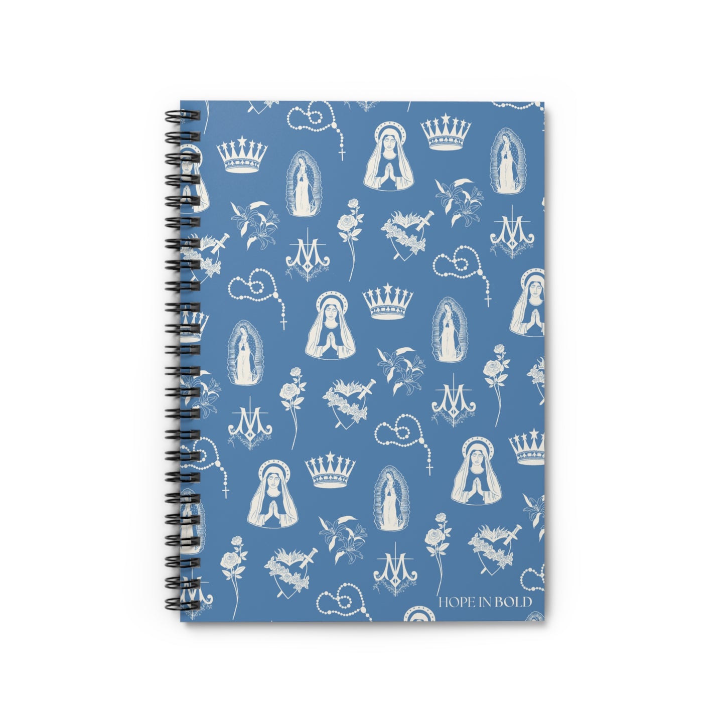 Virgin Mary Toile Spiral Notebook in Sky/Ecru
