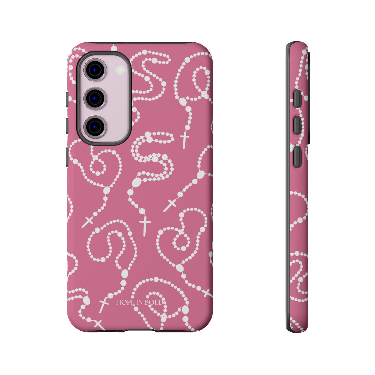Rosary Phone Case in Pink/Ecru