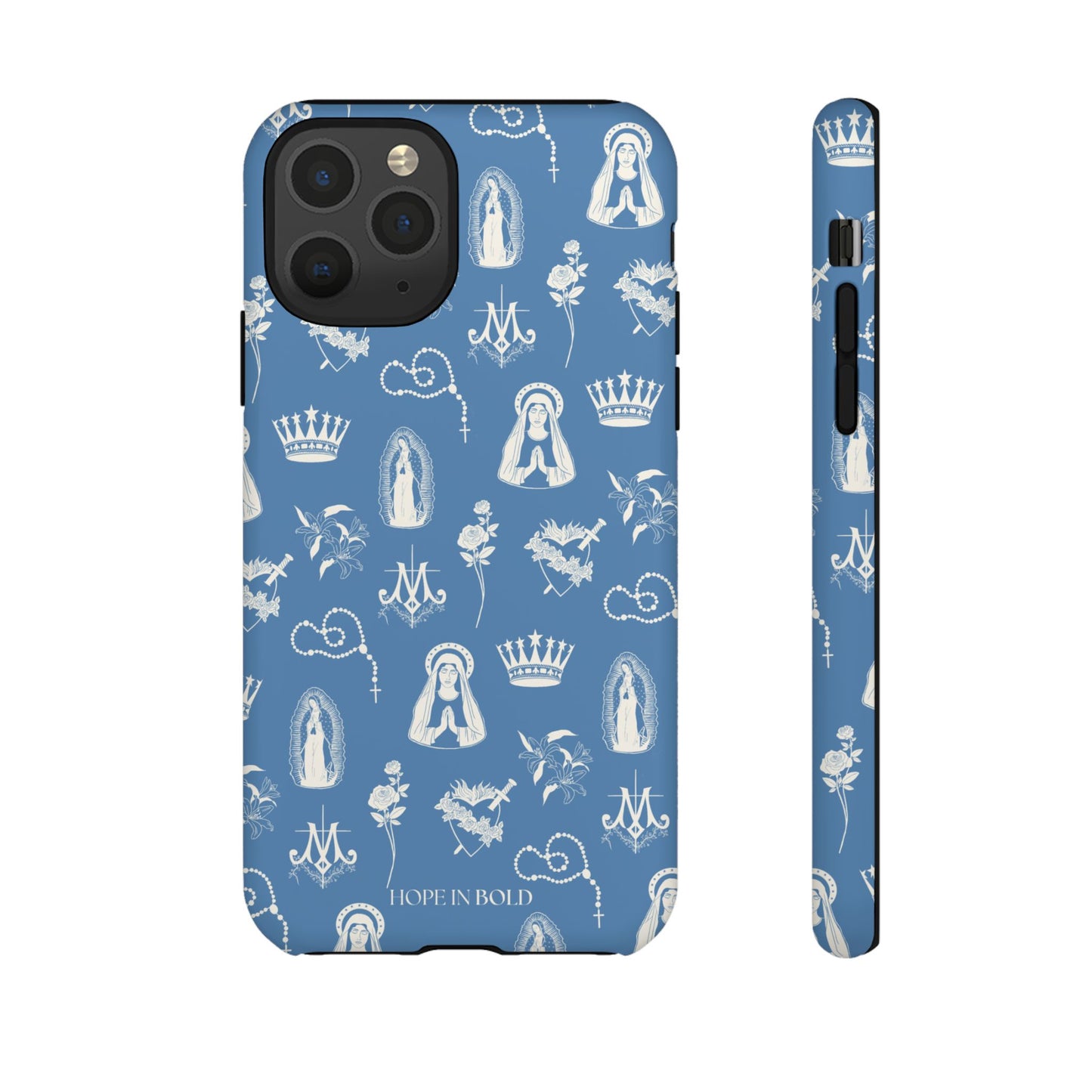 Virgin Mary Toile Phone Case in Sky/Ecru