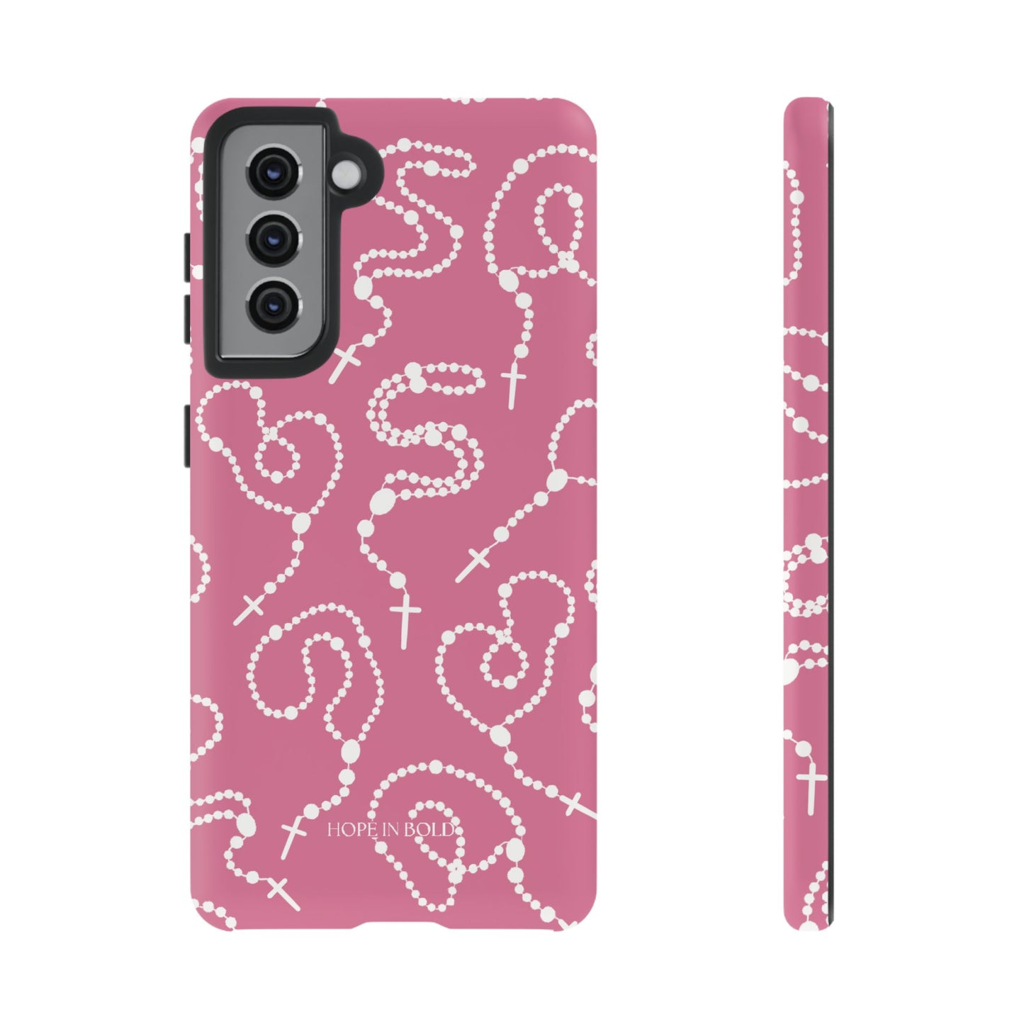 Rosary Phone Case in Pink/Ecru