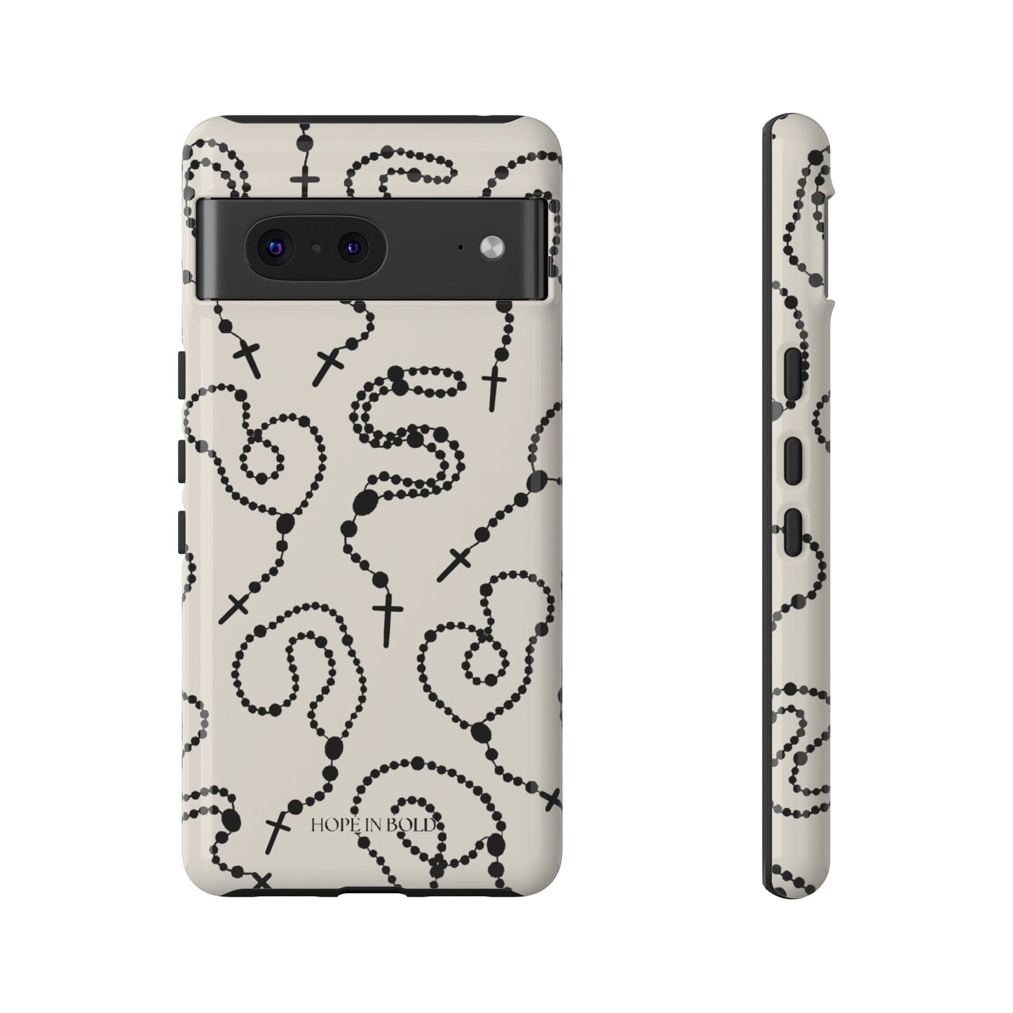 Rosary Phone Case in Ecru/Black
