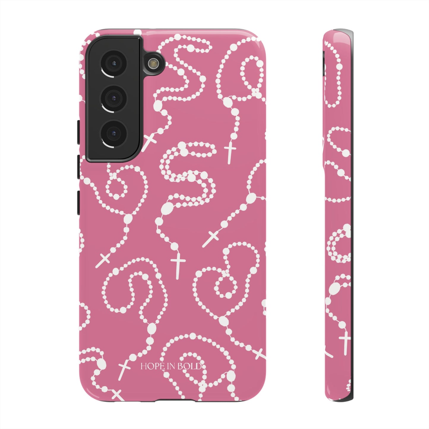 Rosary Phone Case in Pink/Ecru