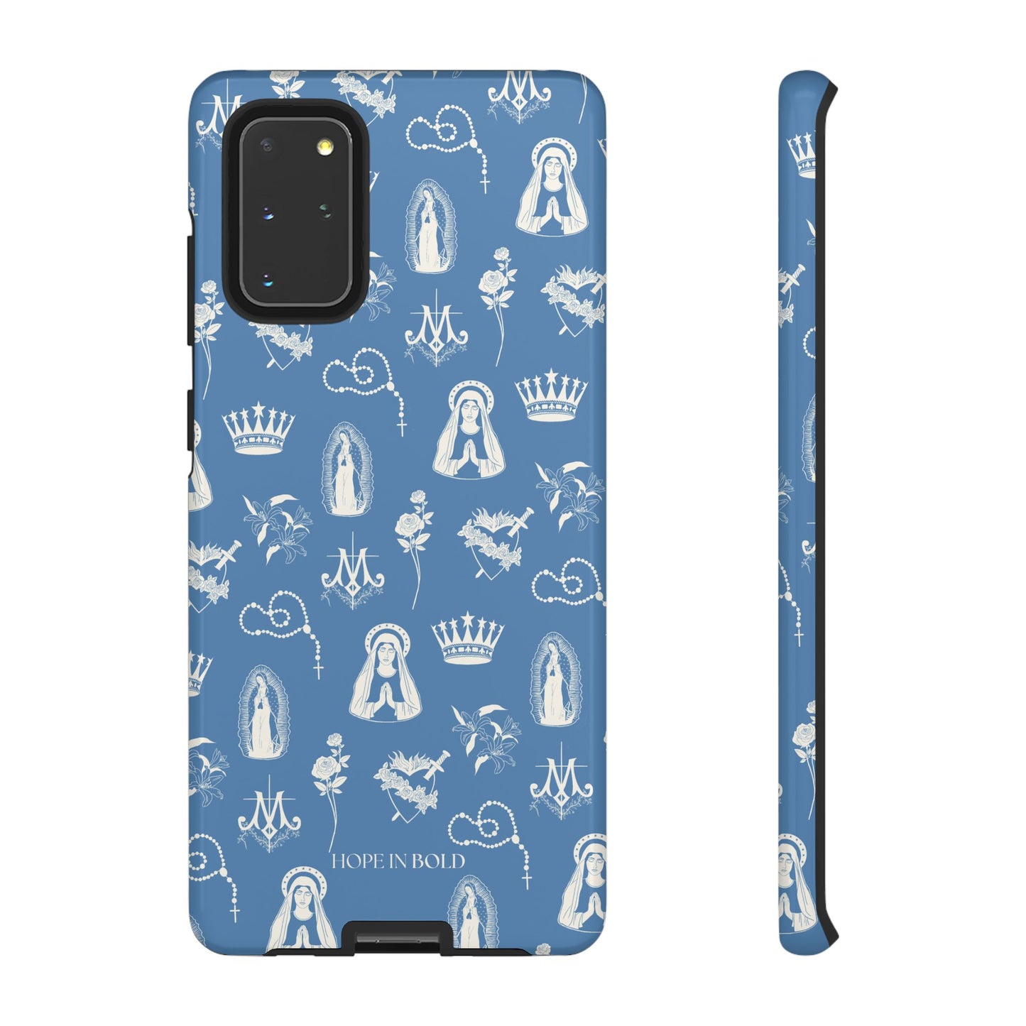Virgin Mary Toile Phone Case in Sky/Ecru