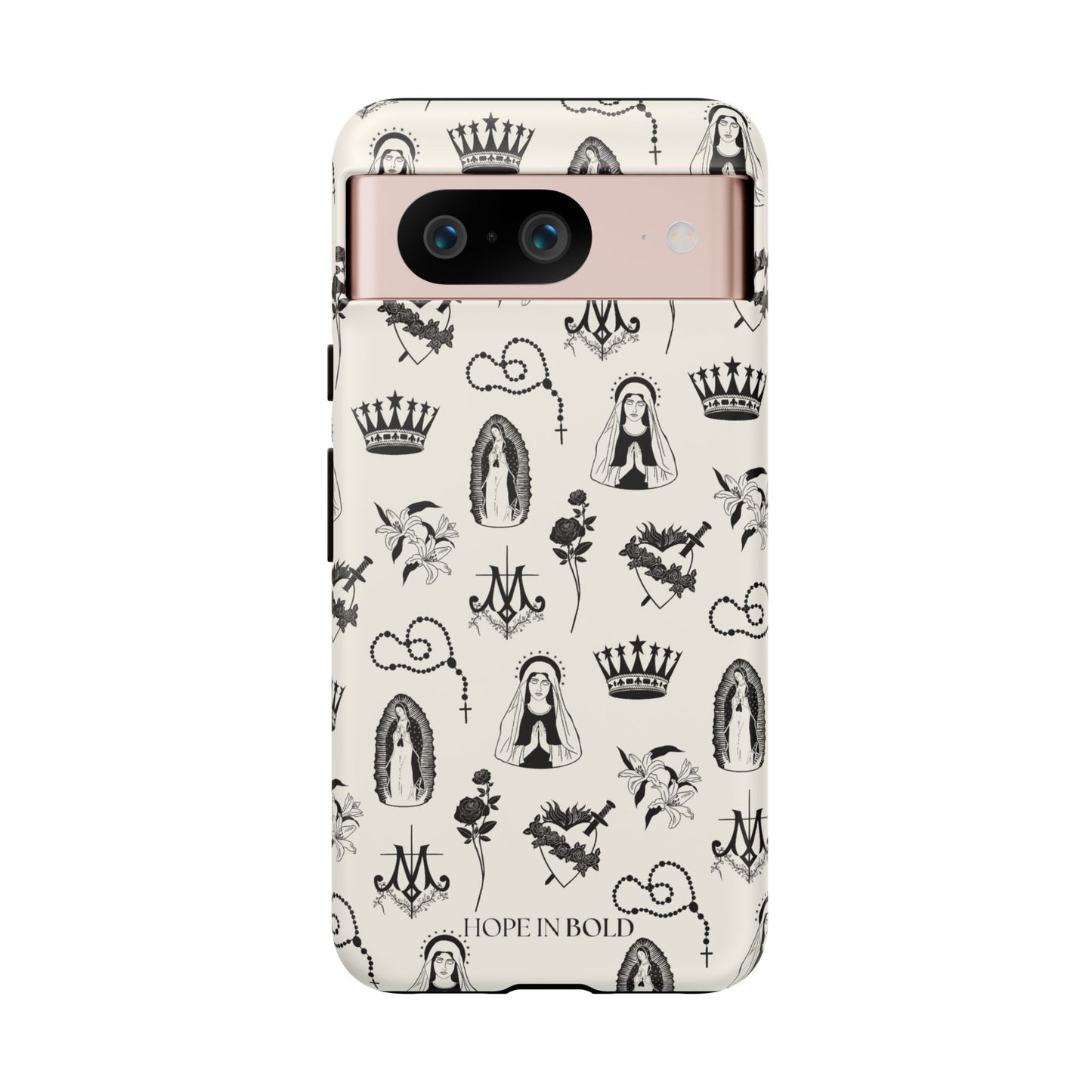 Virgin Mary Toile Phone Case in Ecru/Black