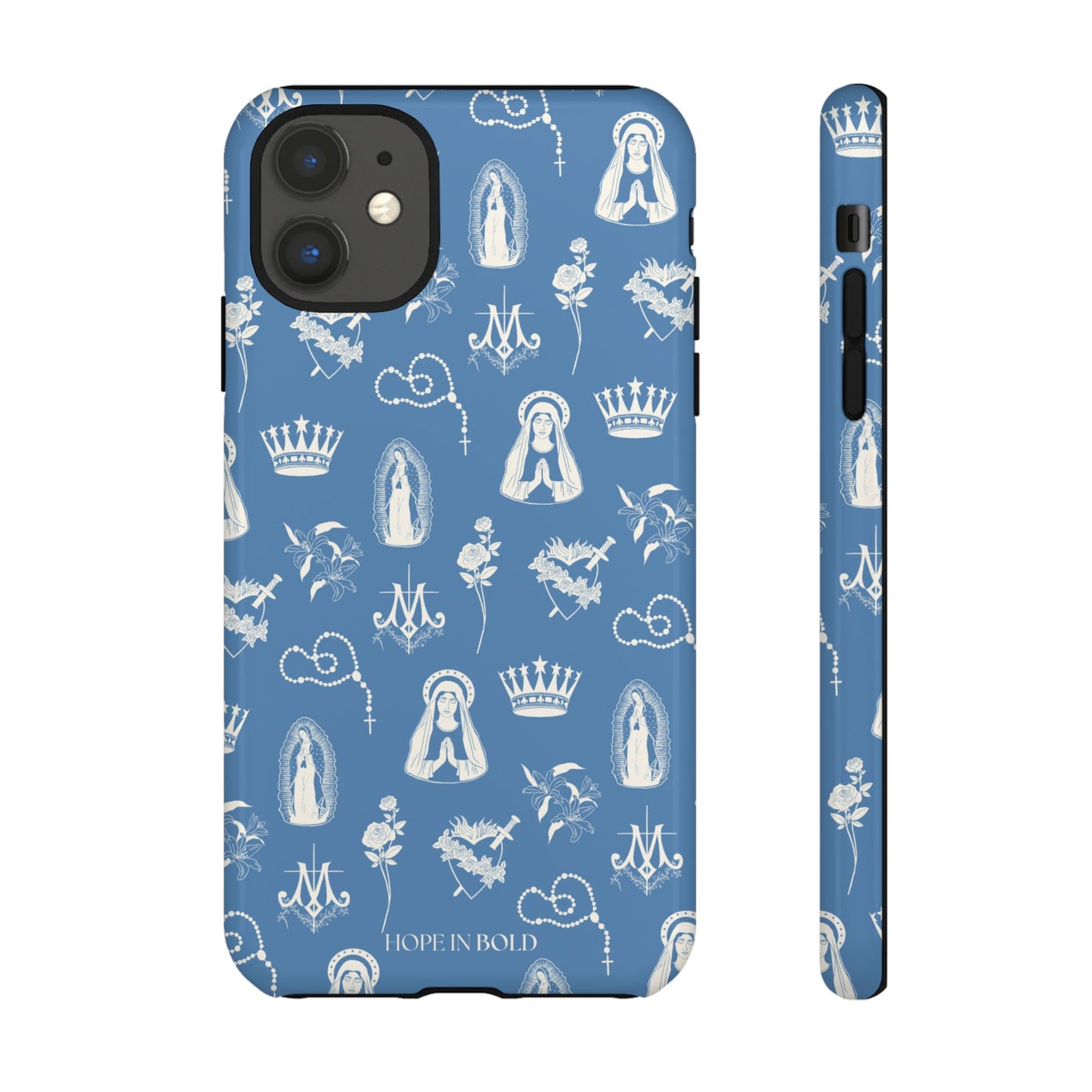 Virgin Mary Toile Phone Case in Sky/Ecru