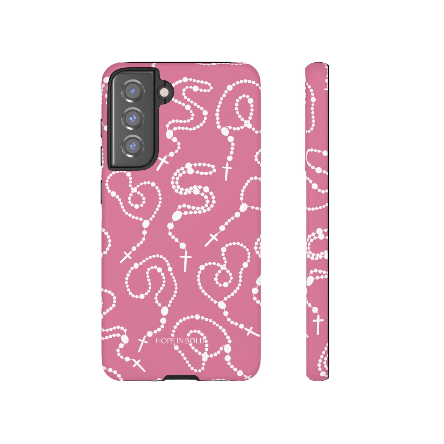 Rosary Phone Case in Pink/Ecru
