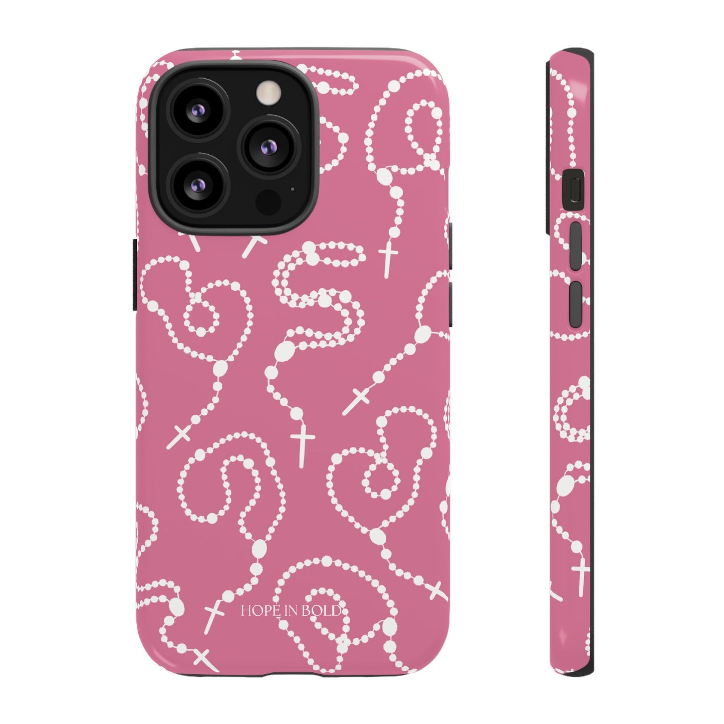 Rosary Phone Case in Pink/Ecru