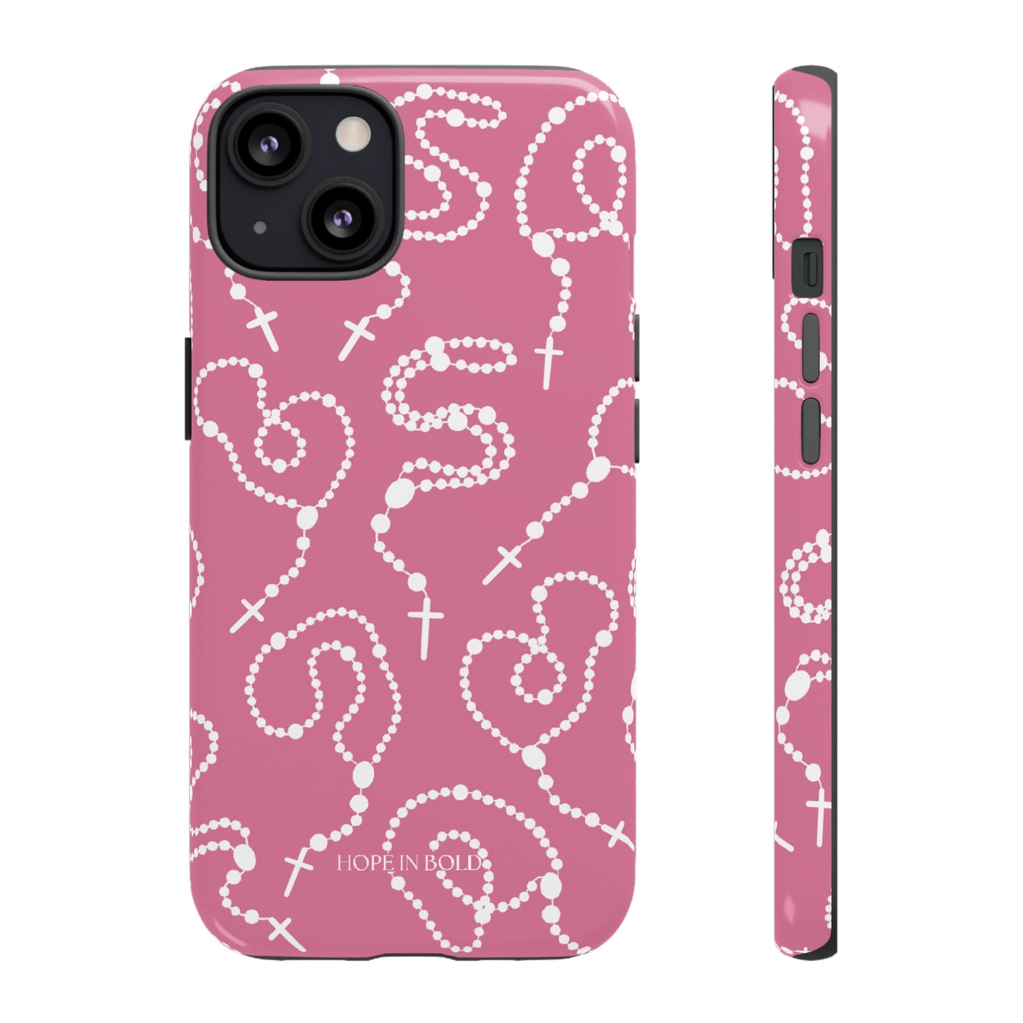 Rosary Phone Case in Pink/Ecru