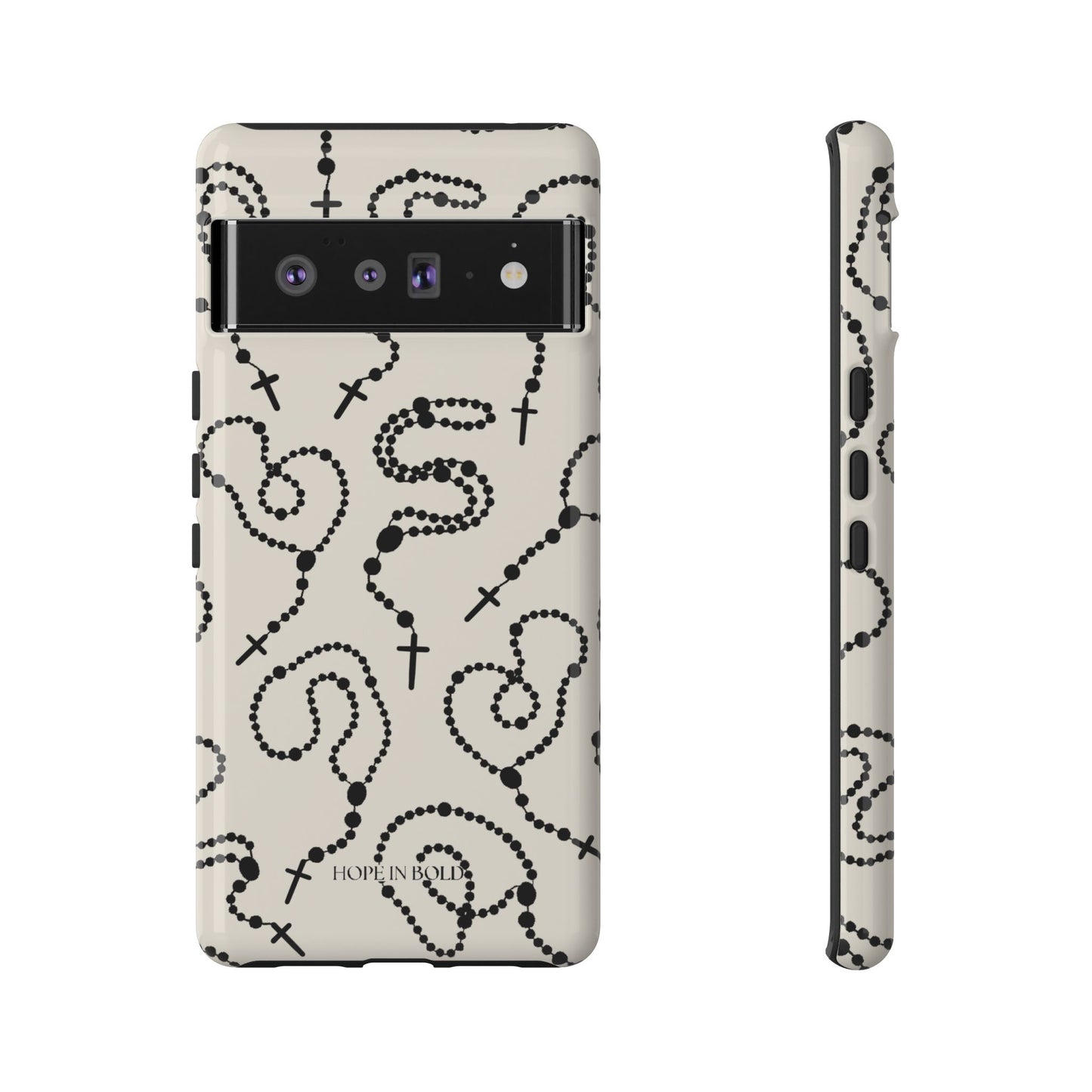 Rosary Phone Case in Ecru/Black