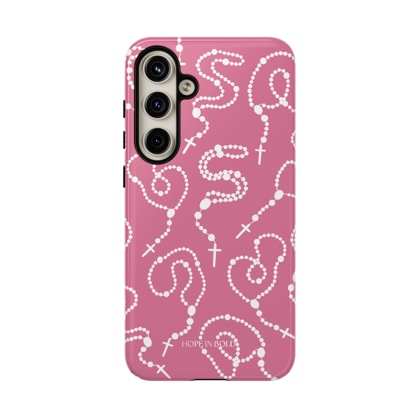 Rosary Phone Case in Pink/Ecru