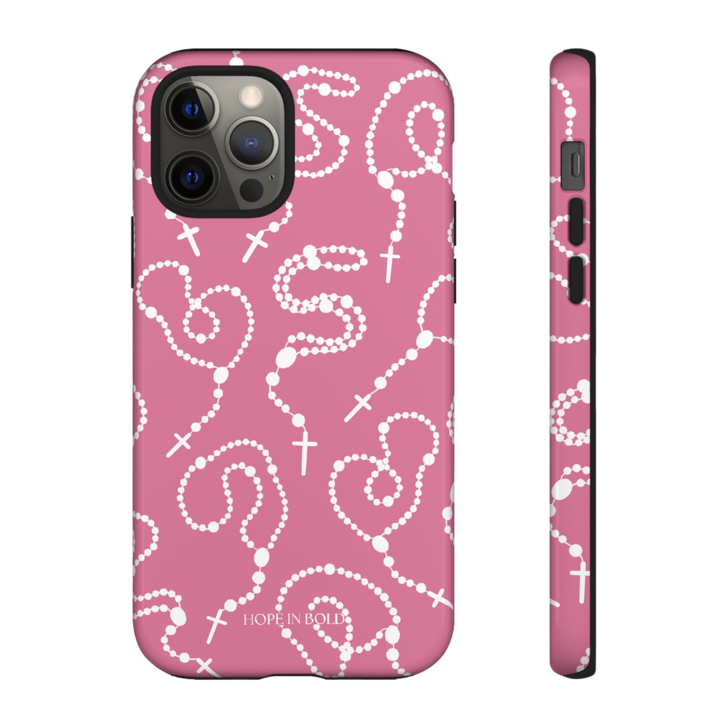 Rosary Phone Case in Pink/Ecru