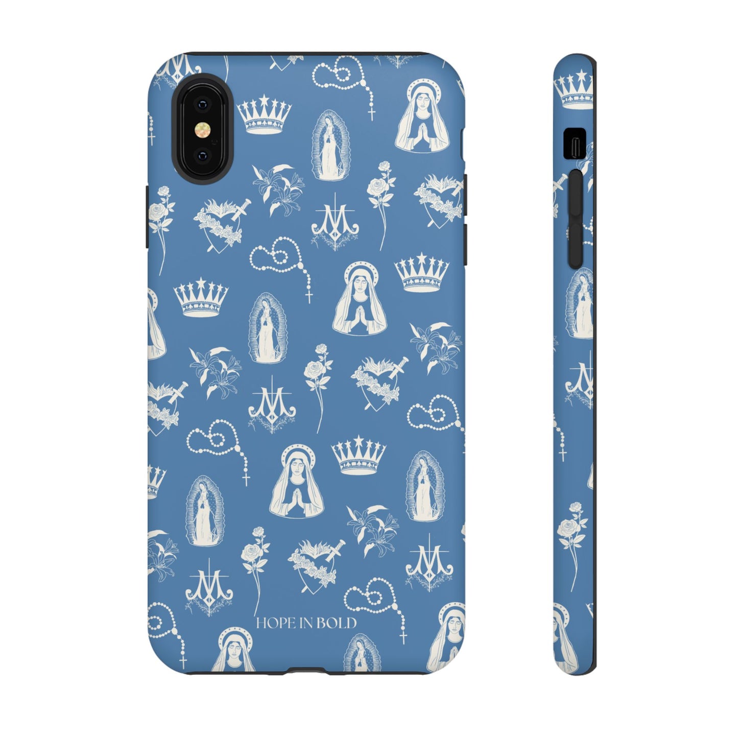 Virgin Mary Toile Phone Case in Sky/Ecru