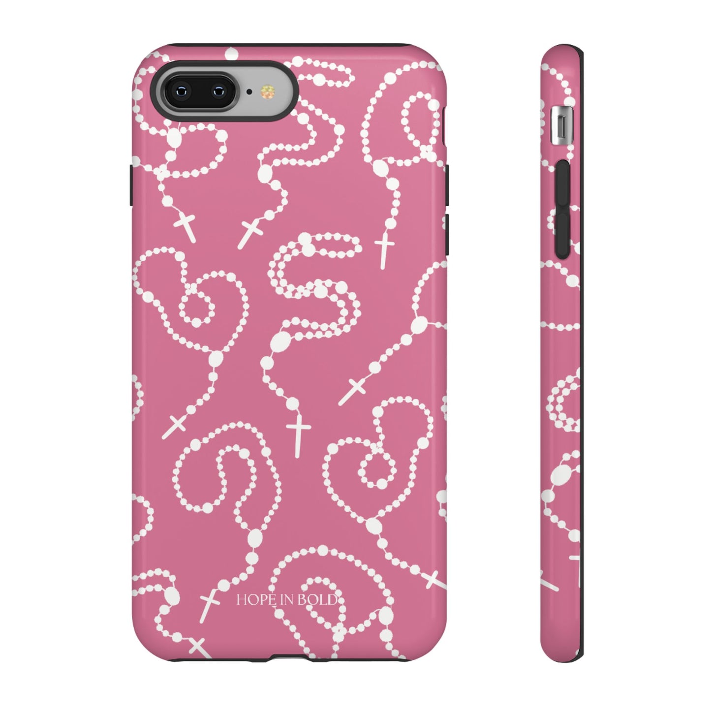 Rosary Phone Case in Pink/Ecru