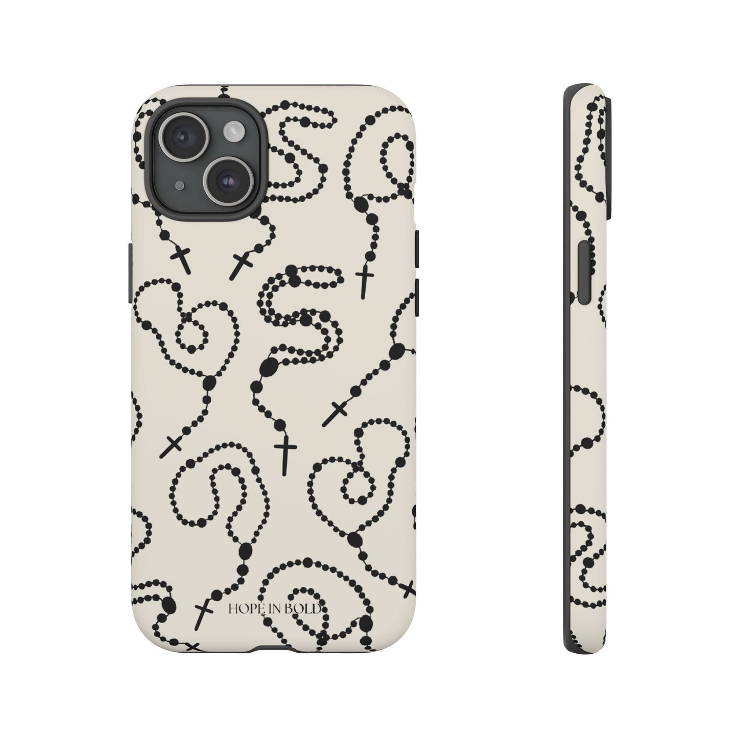 Rosary Phone Case in Ecru/Black