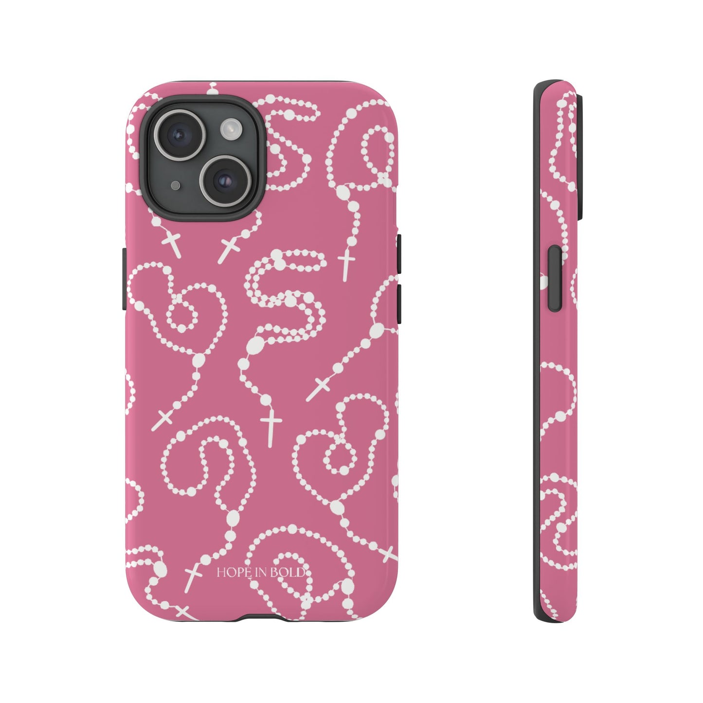 Rosary Phone Case in Pink/Ecru