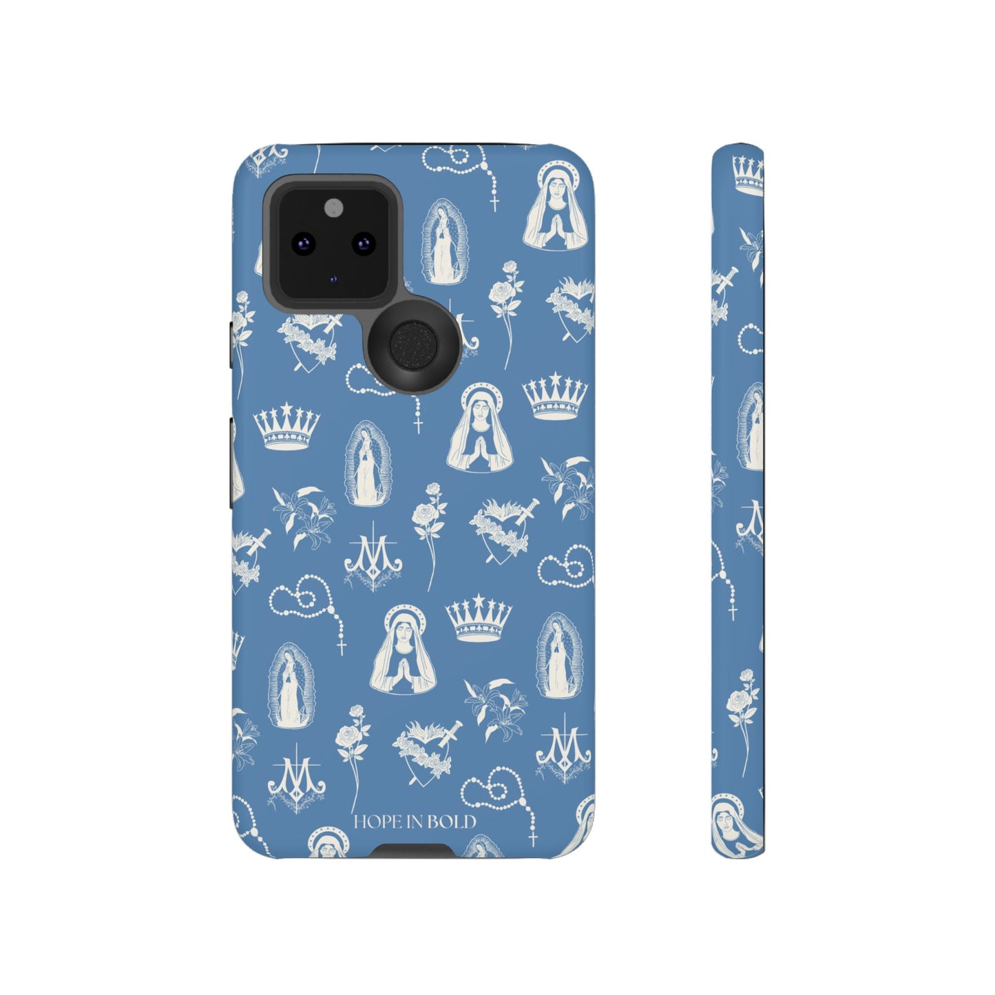 Virgin Mary Toile Phone Case in Sky/Ecru