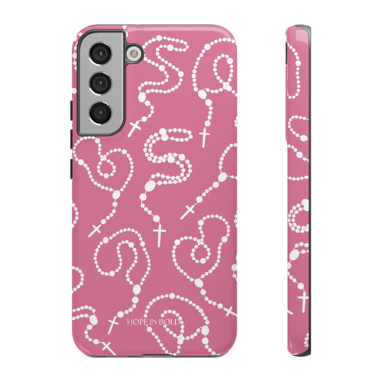 Rosary Phone Case in Pink/Ecru