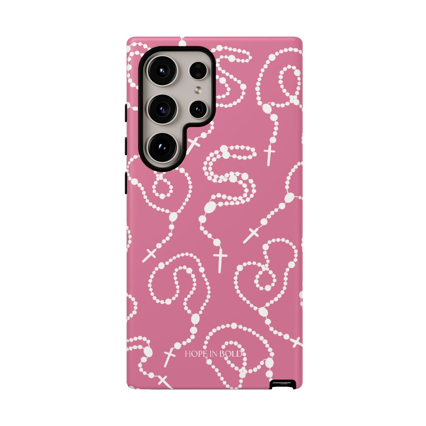 Rosary Phone Case in Pink/Ecru