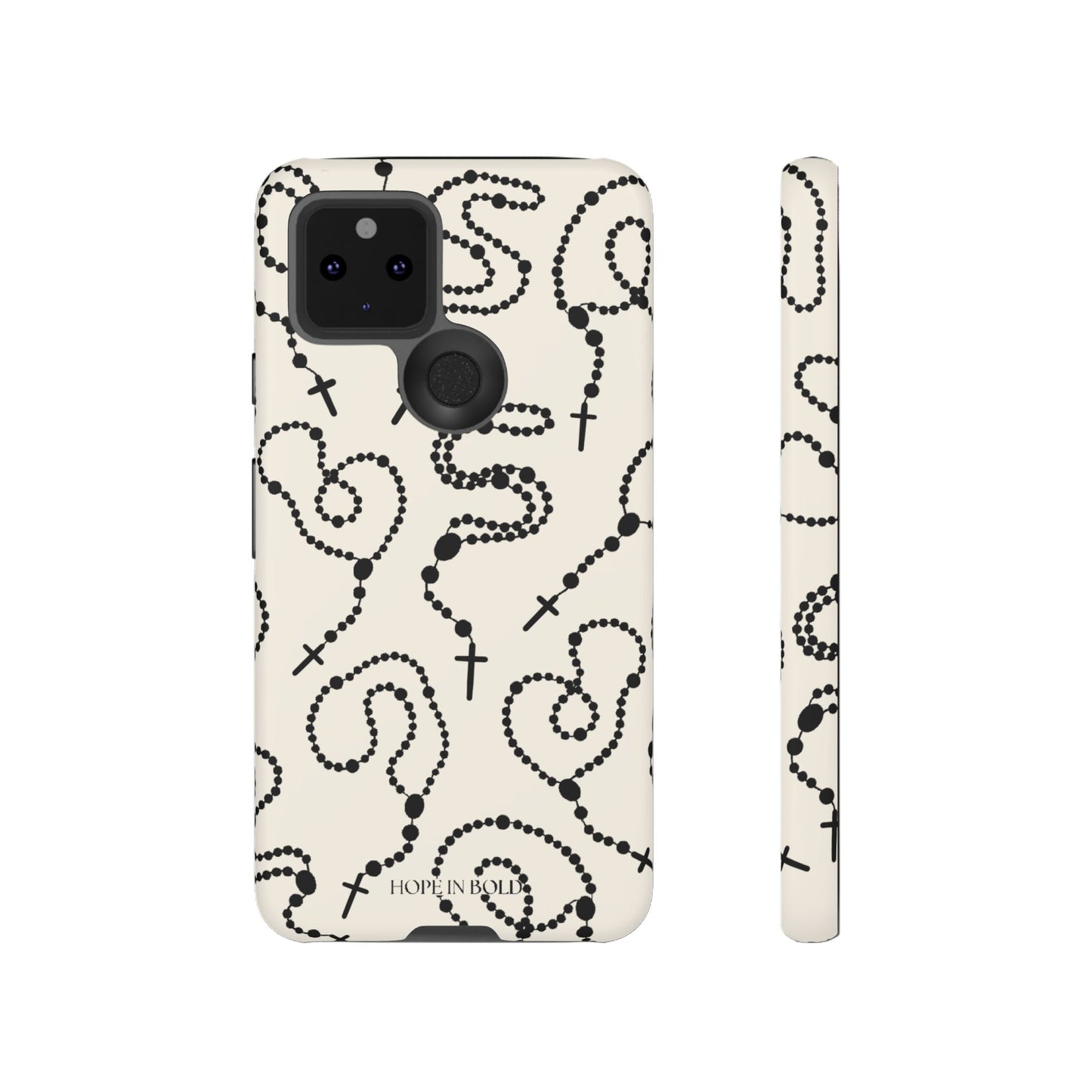 Rosary Phone Case in Ecru/Black