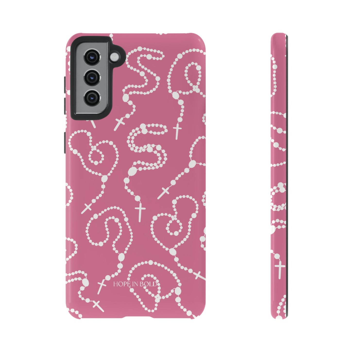 Rosary Phone Case in Pink/Ecru