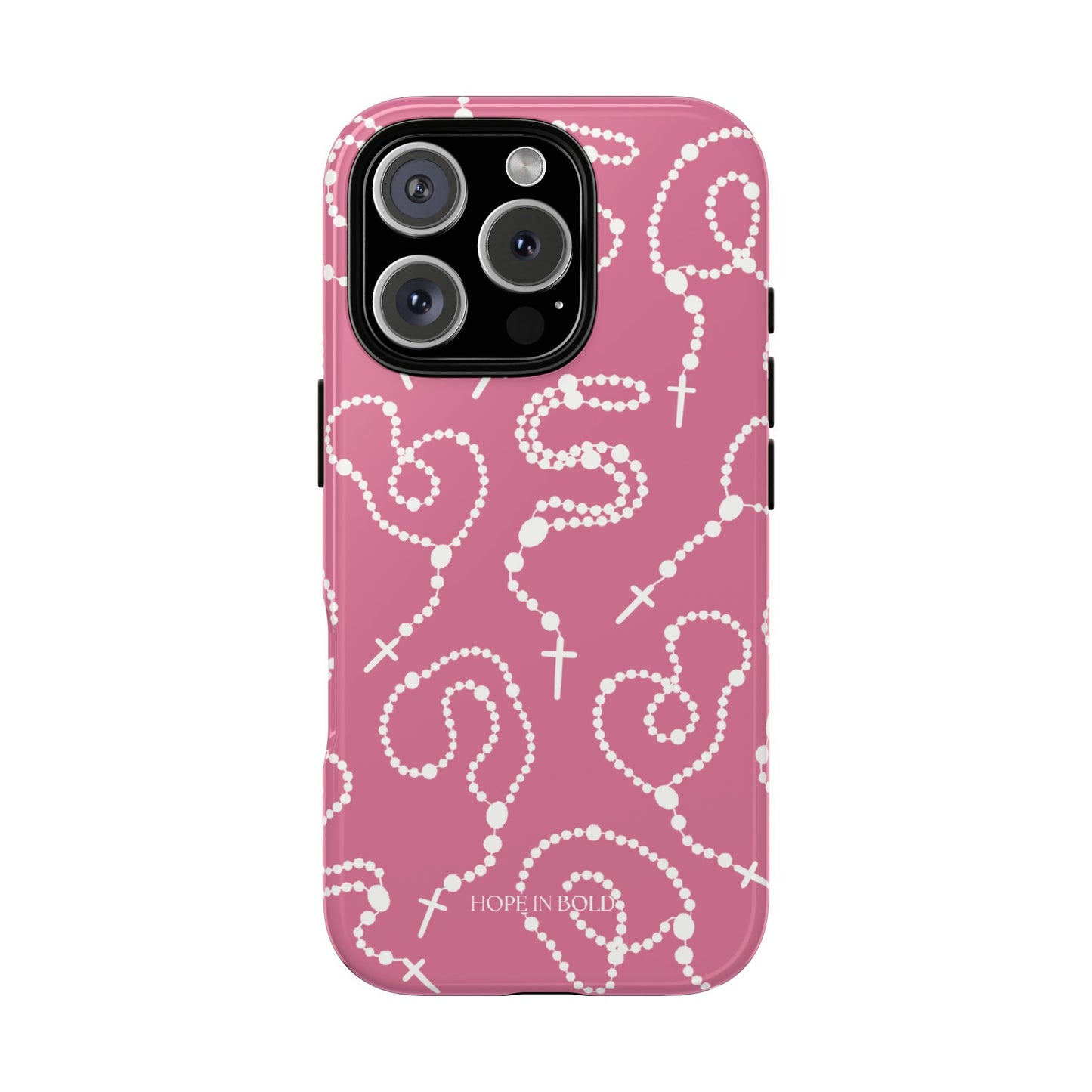 Rosary Phone Case in Pink/Ecru