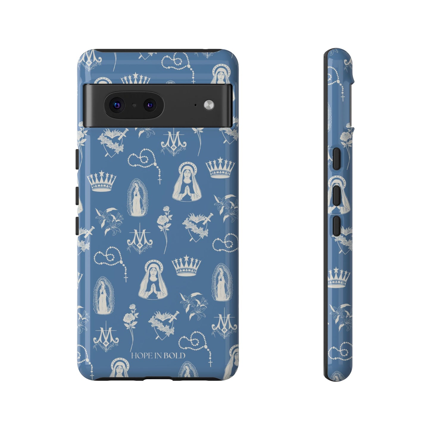 Virgin Mary Toile Phone Case in Sky/Ecru