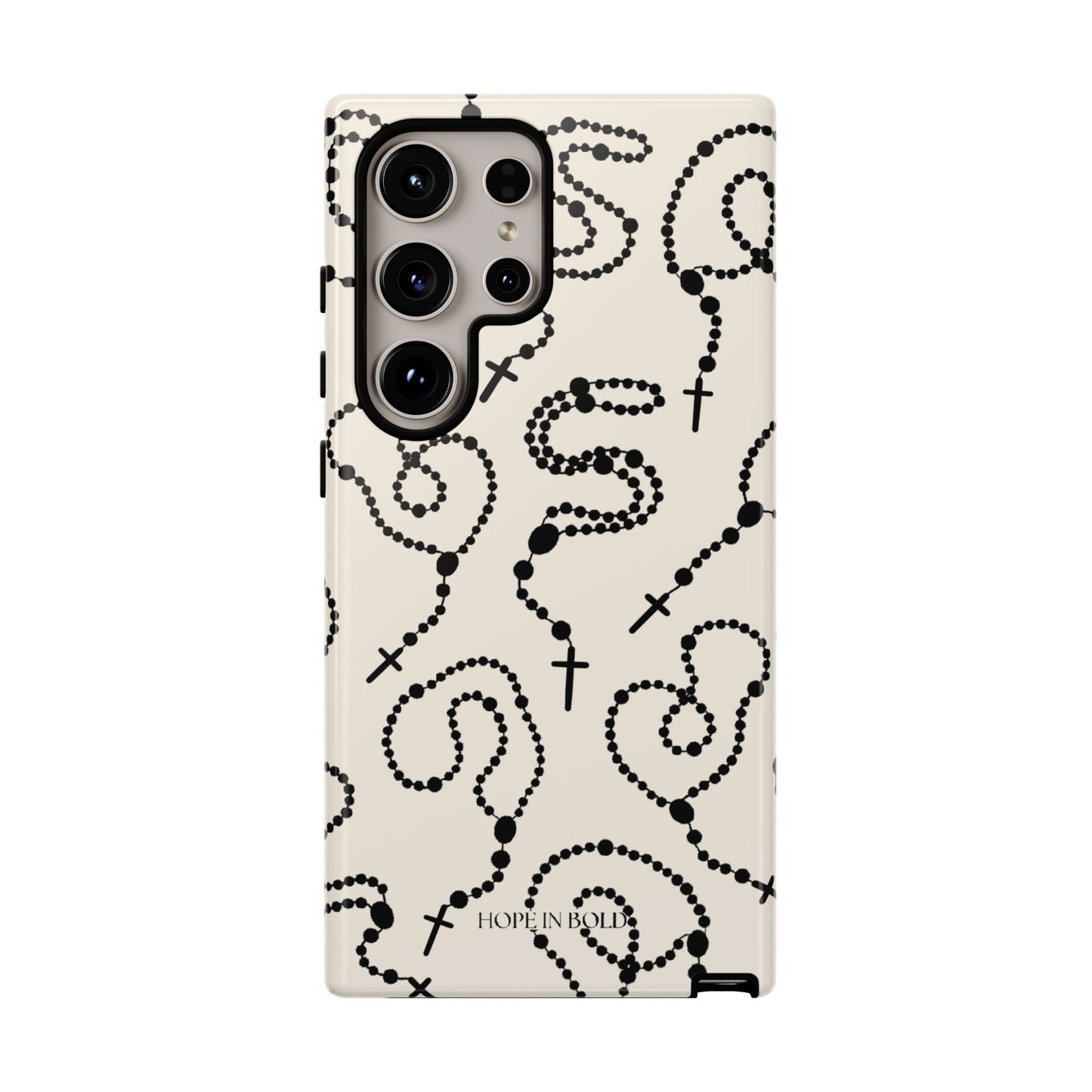 Rosary Phone Case in Ecru/Black