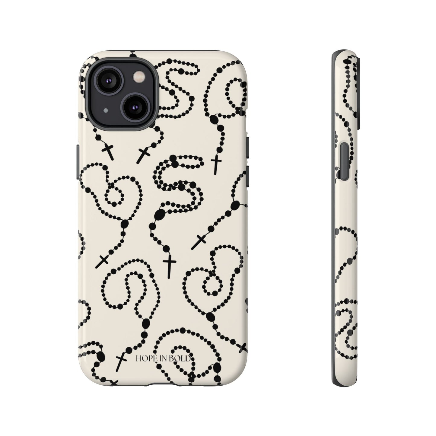 Rosary Phone Case in Ecru/Black