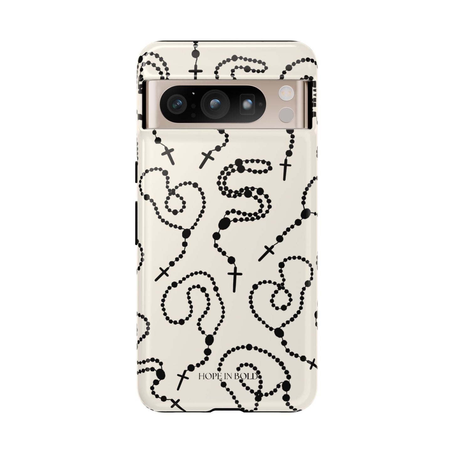 Rosary Phone Case in Ecru/Black