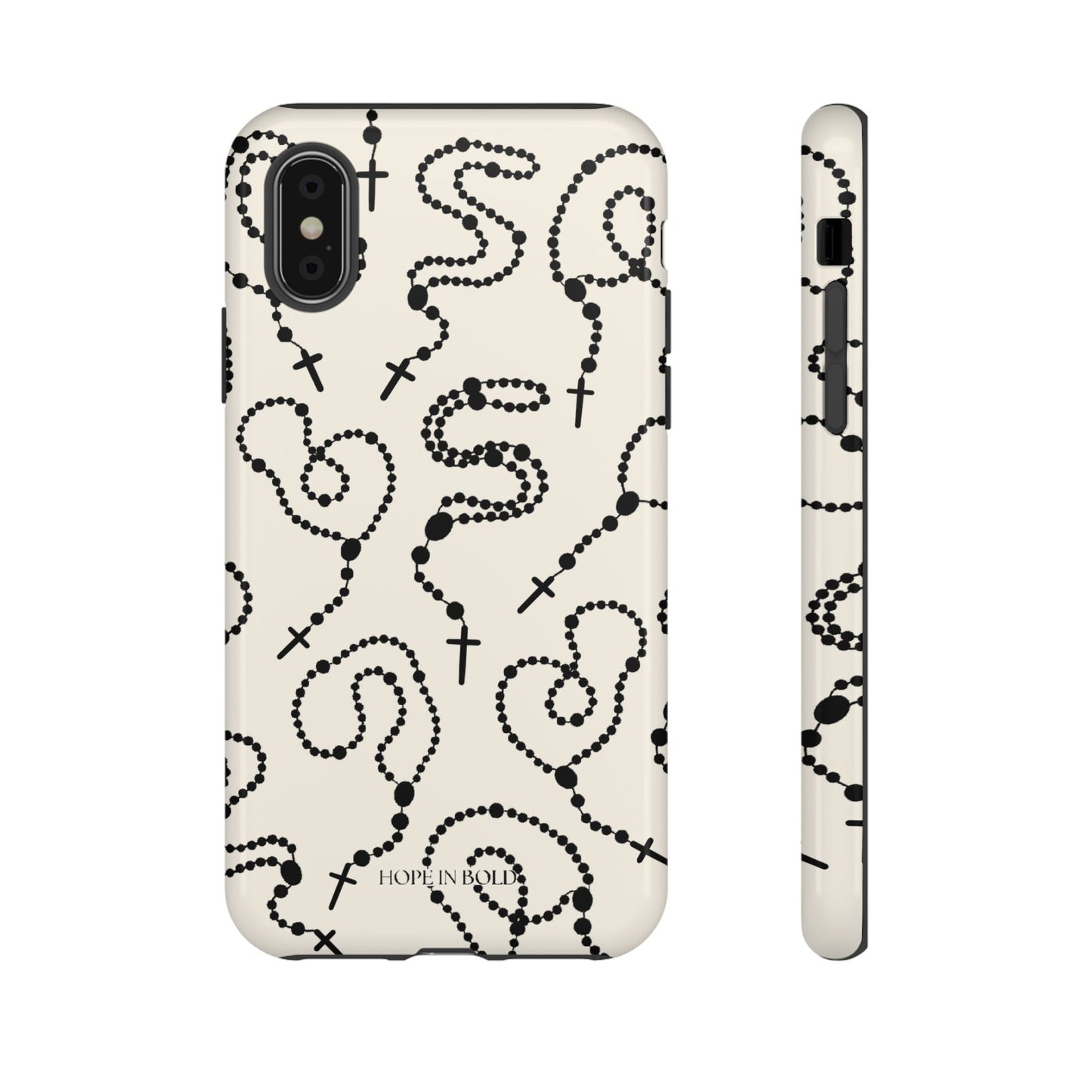Rosary Phone Case in Ecru/Black