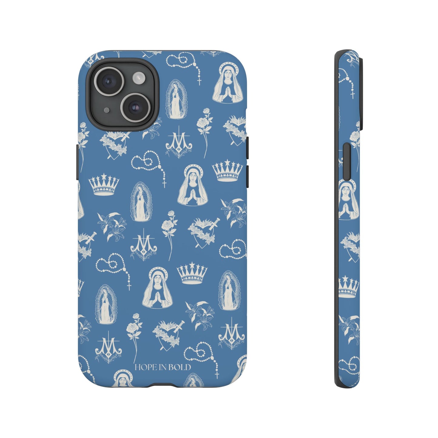 Virgin Mary Toile Phone Case in Sky/Ecru
