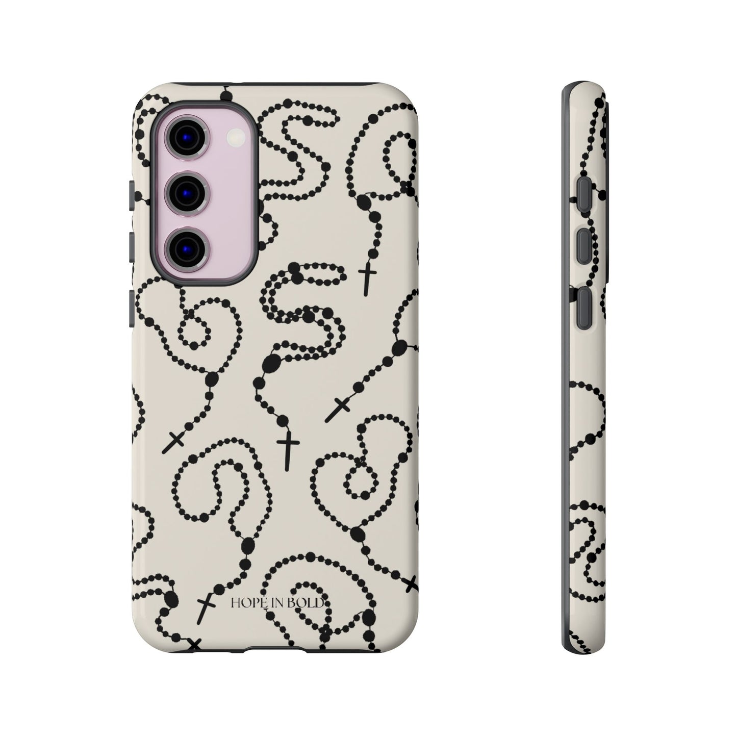 Rosary Phone Case in Ecru/Black