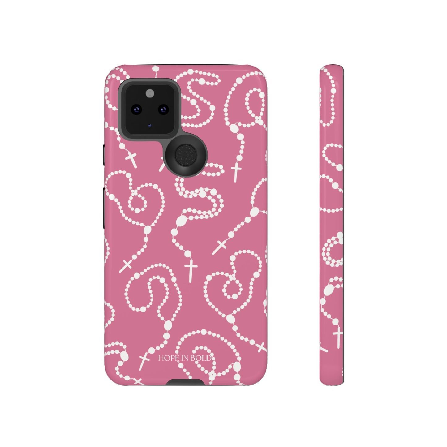 Rosary Phone Case in Pink/Ecru