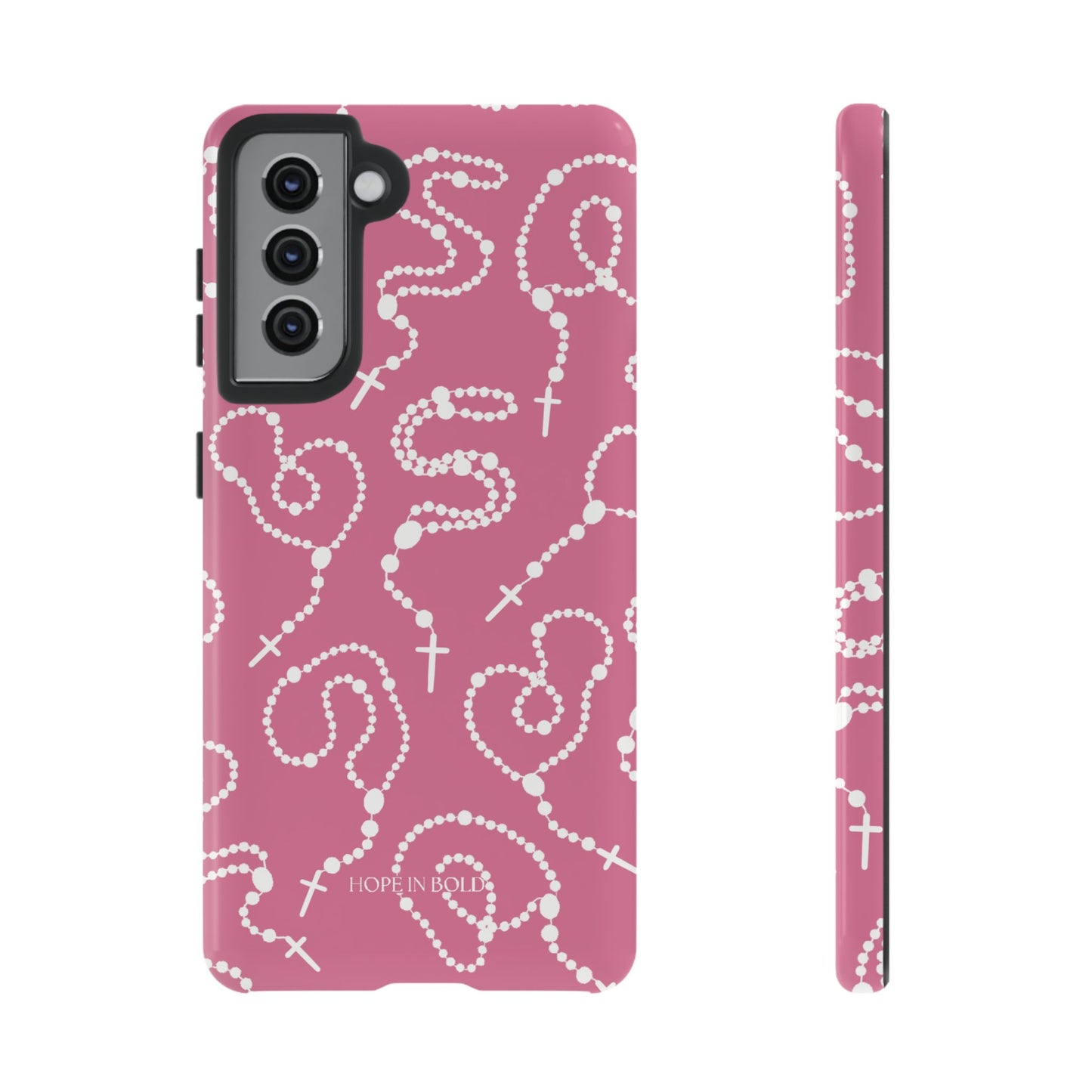 Rosary Phone Case in Pink/Ecru