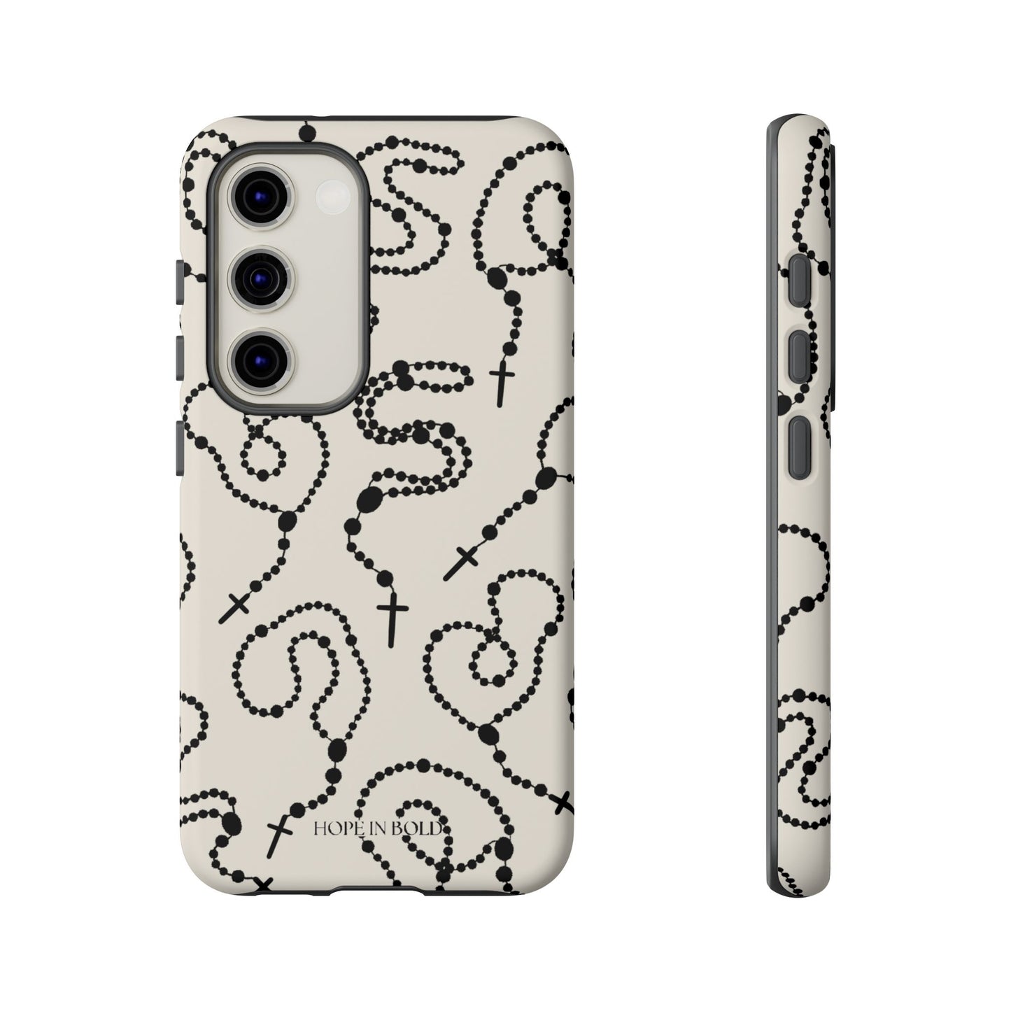 Rosary Phone Case in Ecru/Black