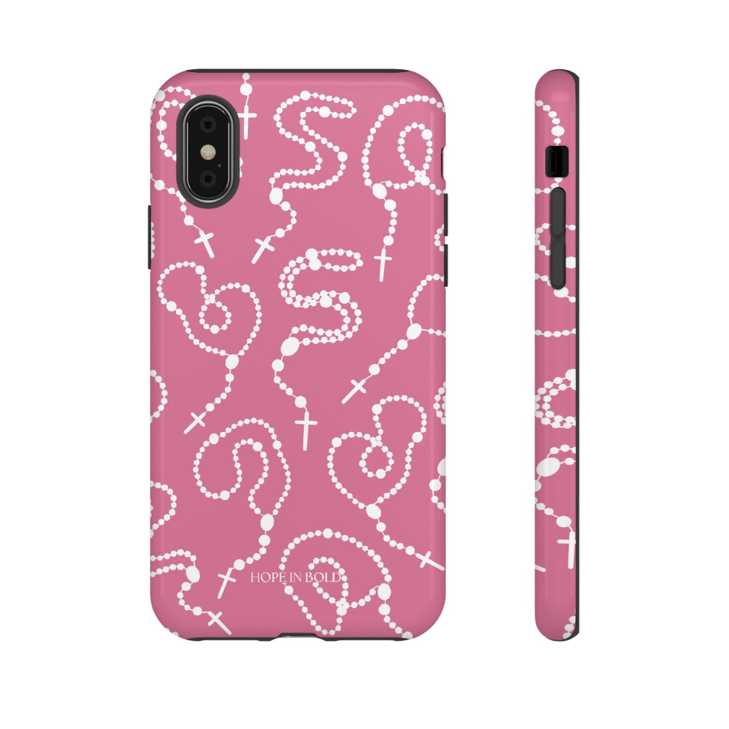 Rosary Phone Case in Pink/Ecru