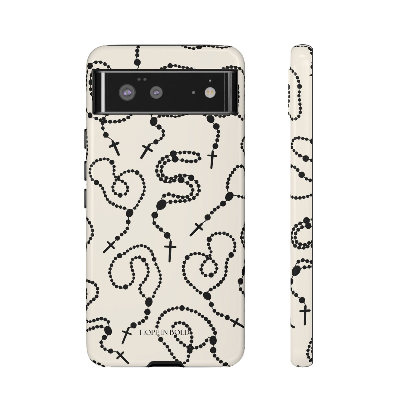 Rosary Phone Case in Ecru/Black