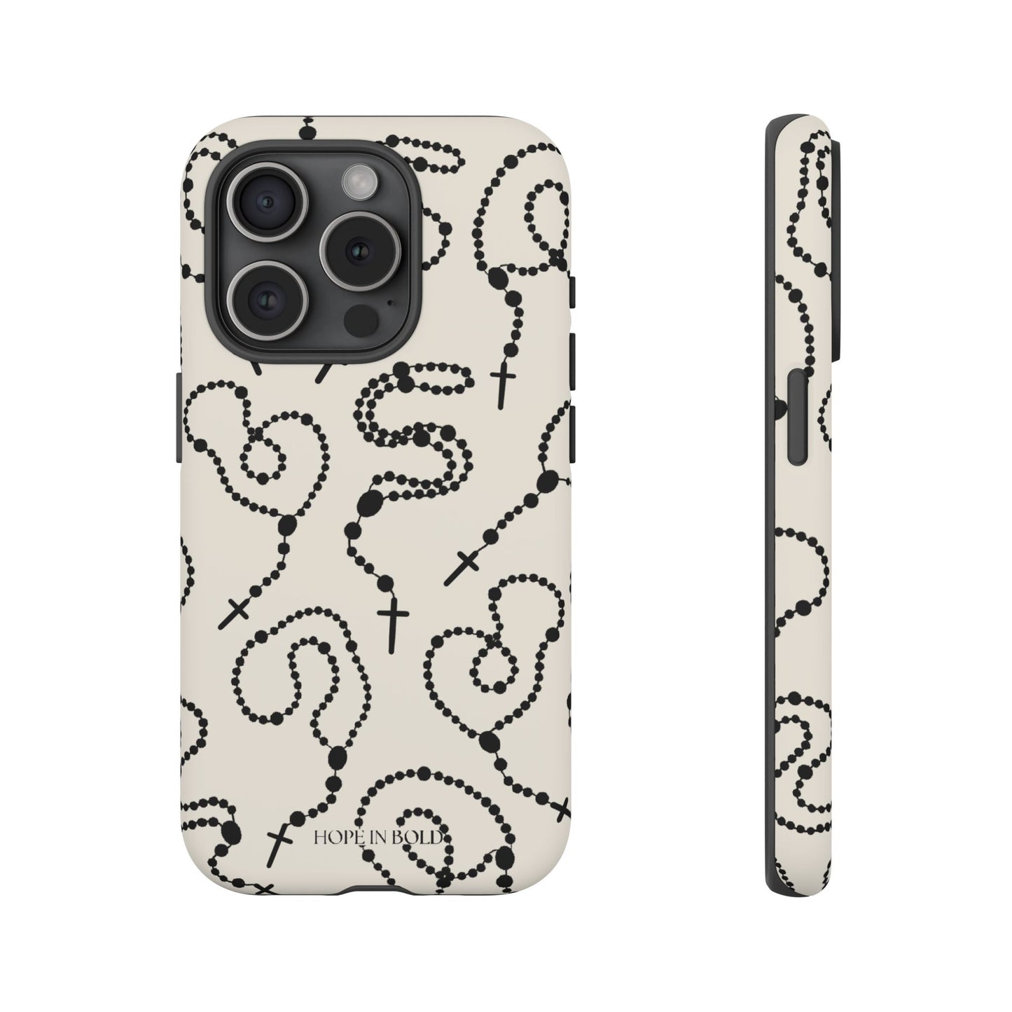 Rosary Phone Case in Ecru/Black