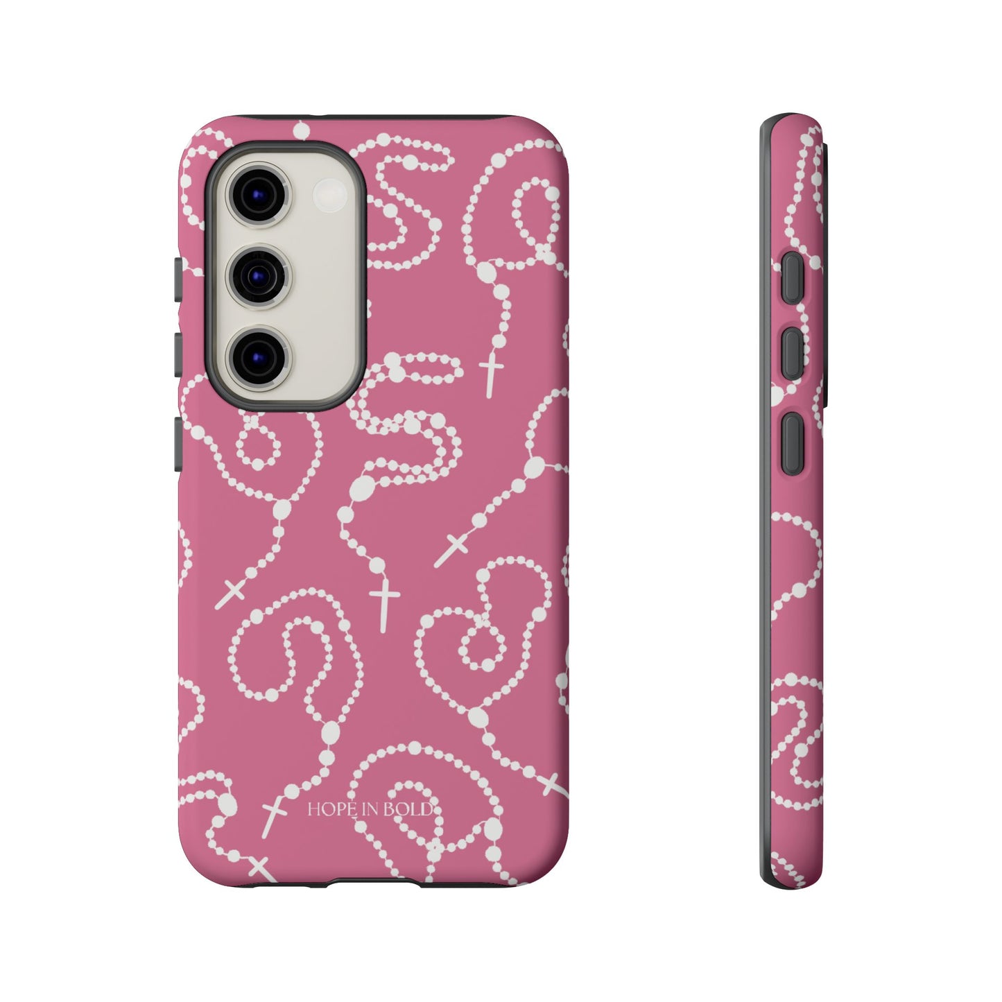 Rosary Phone Case in Pink/Ecru