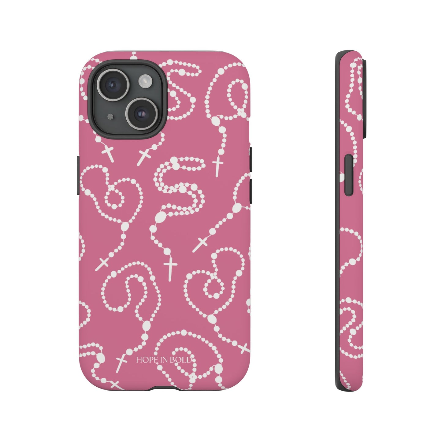 Rosary Phone Case in Pink/Ecru