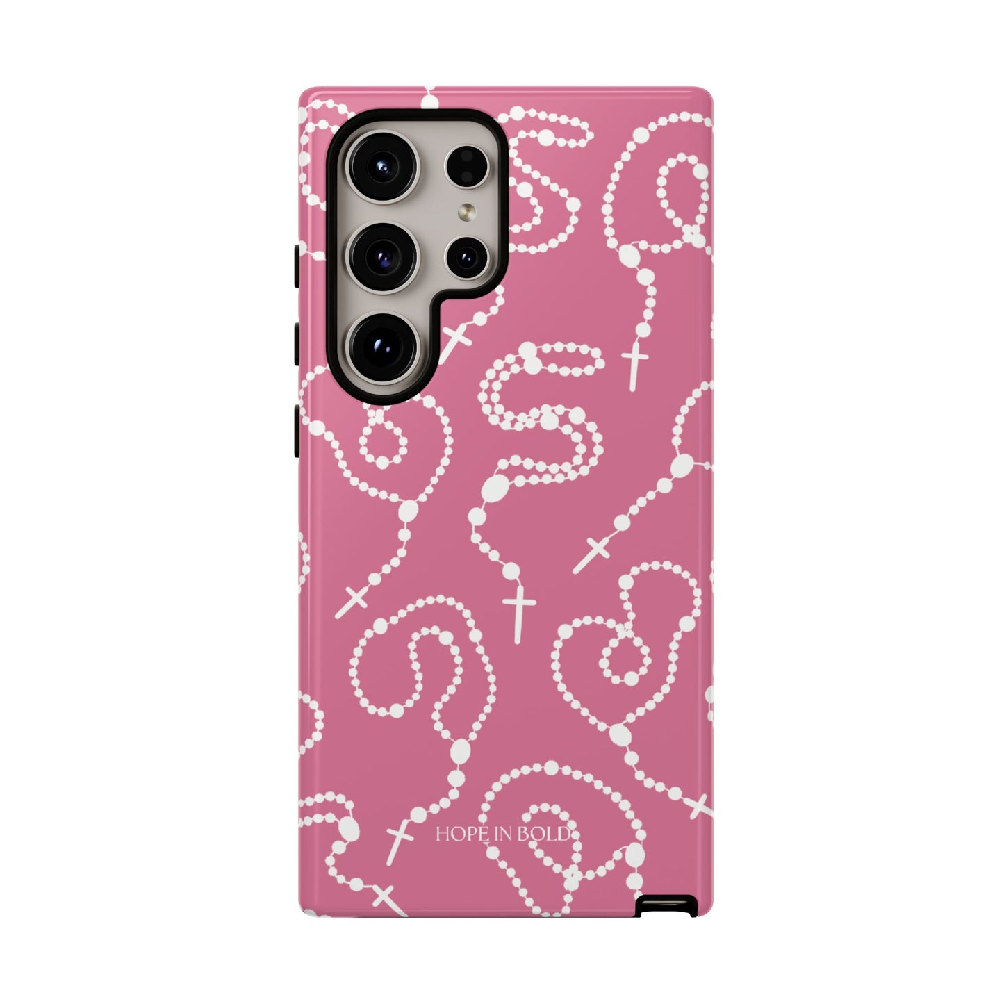 Rosary Phone Case in Pink/Ecru