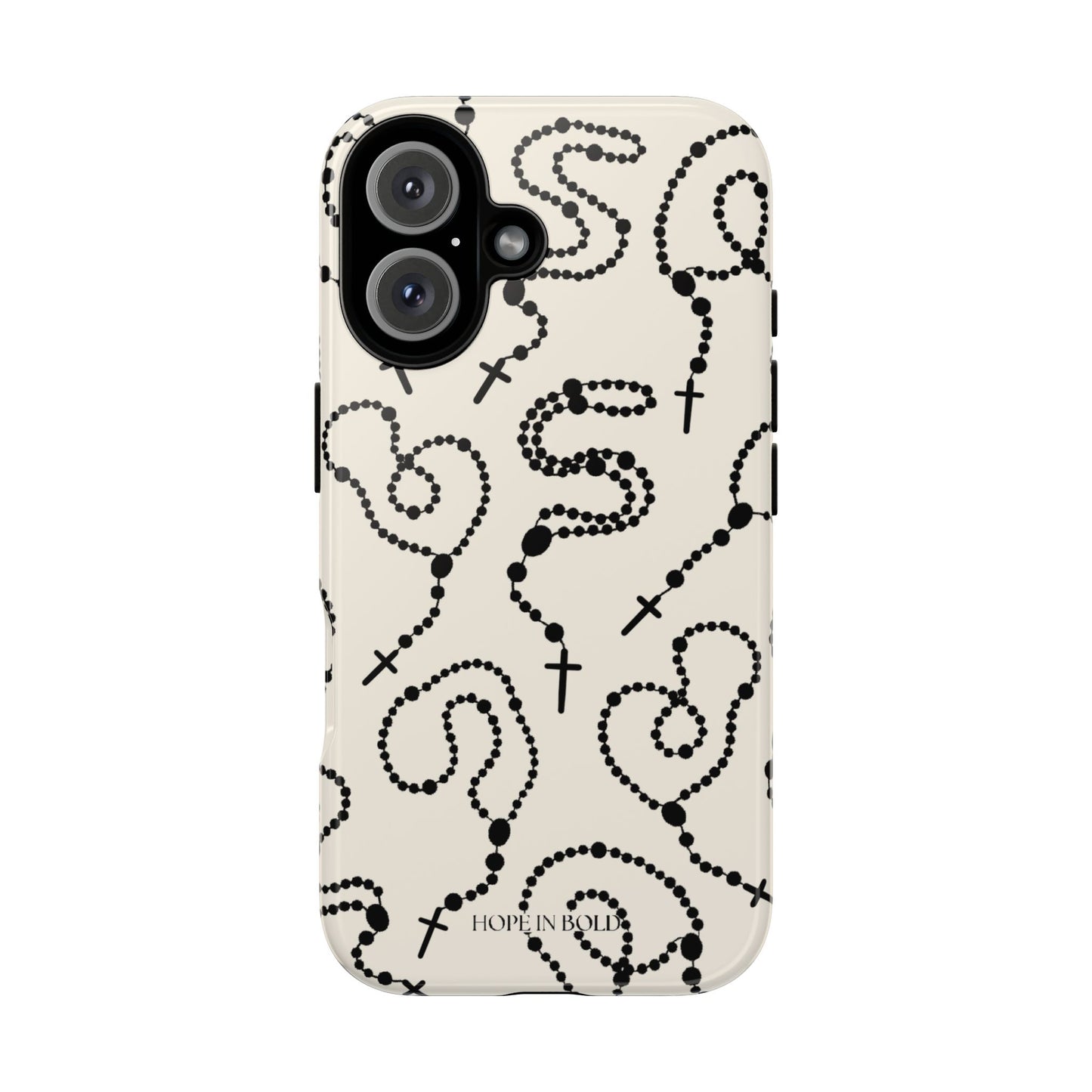Rosary Phone Case in Ecru/Black